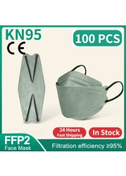 FFP2 Fish Mask KN95 Mascarillas Adult Morandi ffp2 Mask 4 Layer Respirator Approved FFP2 Face Masks Breathing Mouth Mask