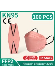 FFP2 Fish Mask KN95 Mascarillas Adult Morandi ffp2 Mask 4 Layer Respirator Approved FFP2 Face Masks Breathing Mouth Mask