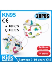 20pcs 3D Cartoon Kn95 Masks Kids N95 Respirator n95mascarillas Enfant Fish 4 Layer Print Dustproof Ffp2 Children Christmas Mask