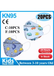 20pcs 3D Cartoon Kn95 Masks Kids N95 Respirator n95mascarillas Enfant Fish 4 Layer Print Dustproof Ffp2 Children Christmas Mask