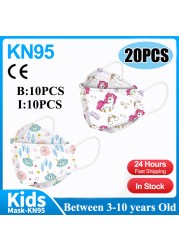 20pcs 3D Cartoon Kn95 Masks Kids N95 Respirator n95mascarillas Enfant Fish 4 Layer Print Dustproof Ffp2 Children Christmas Mask