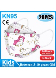 20pcs 3D Cartoon Kn95 Masks Kids N95 Respirator n95mascarillas Enfant Fish 4 Layer Print Dustproof Ffp2 Children Christmas Mask