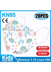 20pcs 3D Cartoon Kn95 Masks Kids N95 Respirator n95mascarillas Enfant Fish 4 Layer Print Dustproof Ffp2 Children Christmas Mask