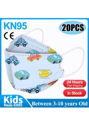 20pcs 3D Cartoon Kn95 Masks Kids N95 Respirator n95mascarillas Enfant Fish 4 Layer Print Dustproof Ffp2 Children Christmas Mask