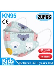 20pcs 3D Cartoon Kn95 Masks Kids N95 Respirator n95mascarillas Enfant Fish 4 Layer Print Dustproof Ffp2 Children Christmas Mask