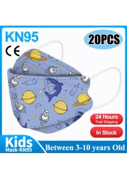 20pcs 3D Cartoon Kn95 Masks Kids N95 Respirator n95mascarillas Enfant Fish 4 Layer Print Dustproof Ffp2 Children Christmas Mask