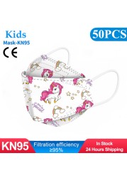 20pcs 3D Cartoon Kn95 Masks Kids N95 Respirator n95mascarillas Enfant Fish 4 Layer Print Dustproof Ffp2 Children Christmas Mask