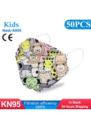 20pcs 3D Cartoon Kn95 Masks Kids N95 Respirator n95mascarillas Enfant Fish 4 Layer Print Dustproof Ffp2 Children Christmas Mask