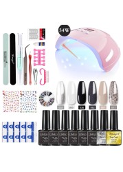 Manicure Kit For Nail Extensions Gel Nail Polish Kit Quick Build Polygels Set 120W/54W LED Nail Lamp Nail Tool Kit