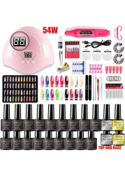 Manicure Kit For Nail Extensions Gel Nail Polish Kit Quick Build Polygels Set 120W/54W LED Nail Lamp Nail Tool Kit