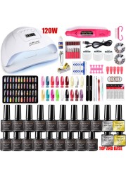 Manicure Kit For Nail Extensions Gel Nail Polish Kit Quick Build Polygels Set 120W/54W LED Nail Lamp Nail Tool Kit