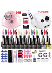 Manicure Kit For Nail Extensions Gel Nail Polish Kit Quick Build Polygels Set 120W/54W LED Nail Lamp Nail Tool Kit