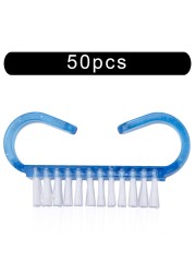 10/50/100pcs New Acrylic Nail Cleaning Brush Dust Removal Brush Nail Pedicure Plastic Gel Manicure Brushes Handle Scrubbing Tool