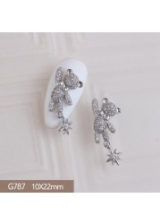 4pcs/lot Love Rose Butterfly Pendant 3D Alloy Nail Art Zircon Pearl Metal Manicure Nails Accessories DIY Nail Decorations Charms