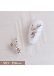 4pcs/lot Love Rose Butterfly Pendant 3D Alloy Nail Art Zircon Pearl Metal Manicure Nails Accessories DIY Nail Decorations Charms