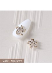 4pcs/lot Love Rose Butterfly Pendant 3D Alloy Nail Art Zircon Pearl Metal Manicure Nails Accessories DIY Nail Decorations Charms