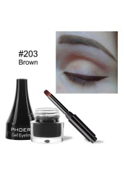 PHOERA 10 Colors Matte Eyeliner Gel Eyeshadow Dual Use With Brush Set Waterproof Long Lasting Beauty Comestics TSLM1