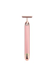 24k Gold Face Lift Bar Roller Vibration Slimming Facial Massager Stick Facial Beauty Skin Care T Shape Vibrating Tool