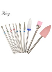 10pcs Ceramic Diamond Grinding Cutter For Manicure Set Nail Bits Grinder Cutters To Remove Gel Varnish Nail Art Accessories