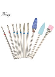 10pcs Ceramic Diamond Grinding Cutter For Manicure Set Nail Bits Grinder Cutters To Remove Gel Varnish Nail Art Accessories