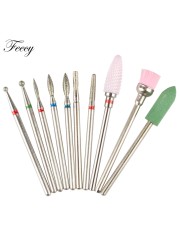 10pcs Ceramic Diamond Grinding Cutter For Manicure Set Nail Bits Grinder Cutters To Remove Gel Varnish Nail Art Accessories