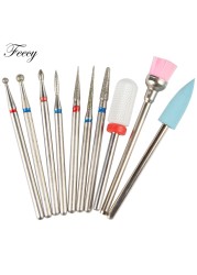 10pcs Ceramic Diamond Grinding Cutter For Manicure Set Nail Bits Grinder Cutters To Remove Gel Varnish Nail Art Accessories