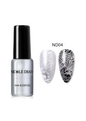 nicole diary stamping nail polish black white gold silver nail art printing varnish DIY design for stamping nail plate shellac