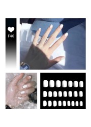 24pcs/box full cover fake press on nails matte yellow pure acrylic frosted ballerina acrylic for nails for women free shipping