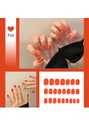 24pcs/box full cover fake press on nails matte yellow pure acrylic frosted ballerina acrylic for nails for women free shipping