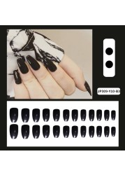 24pcs/box full cover fake press on nails matte yellow pure acrylic frosted ballerina acrylic for nails for women free shipping