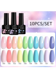 LILYCUTE 10pcs/set Pink Nude Gel Nail Polishing Kit Glitter Sequins Semi Permanent Soak Off UV Led Colorful DIY Nail Art Polish