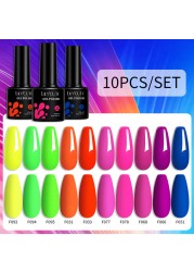 LILYCUTE 10pcs/set Pink Nude Gel Nail Polishing Kit Glitter Sequins Semi Permanent Soak Off UV Led Colorful DIY Nail Art Polish