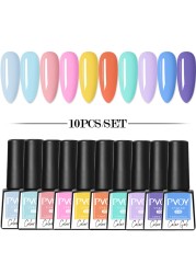 LILYCUTE 10pcs/set Pink Nude Gel Nail Polishing Kit Glitter Sequins Semi Permanent Soak Off UV Led Colorful DIY Nail Art Polish