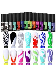 LILYCUTE 14 Colors 5ml Polish Line Gel Kit Nail Art Design UV/LED Nail Polish Drawing Polish DIY Painting Varnish Liner Gel