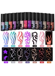 LILYCUTE 14 Colors 5ml Polish Line Gel Kit Nail Art Design UV/LED Nail Polish Drawing Polish DIY Painting Varnish Liner Gel