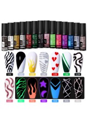 LILYCUTE 14 Colors 5ml Polish Line Gel Kit Nail Art Design UV/LED Nail Polish Drawing Polish DIY Painting Varnish Liner Gel