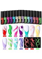 LILYCUTE 14 Colors 5ml Polish Line Gel Kit Nail Art Design UV/LED Nail Polish Drawing Polish DIY Painting Varnish Liner Gel