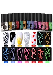 LILYCUTE 14 Colors 5ml Polish Line Gel Kit Nail Art Design UV/LED Nail Polish Drawing Polish DIY Painting Varnish Liner Gel