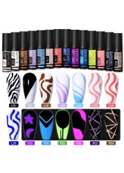 LILYCUTE 14 Colors 5ml Polish Line Gel Kit Nail Art Design UV/LED Nail Polish Drawing Polish DIY Painting Varnish Liner Gel