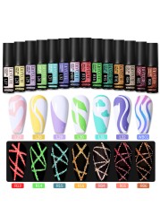 LILYCUTE 14 Colors 5ml Polish Line Gel Kit Nail Art Design UV/LED Nail Polish Drawing Polish DIY Painting Varnish Liner Gel