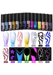 LILYCUTE 14 Colors 5ml Polish Line Gel Kit Nail Art Design UV/LED Nail Polish Drawing Polish DIY Painting Varnish Liner Gel