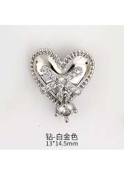 Nail Art Love Heart Zircon Jewelry Real Gold Pendant Love Heart Zircon Pearl Nail Decoration Sticker