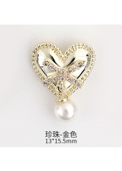 Nail Art Love Heart Zircon Jewelry Real Gold Pendant Love Heart Zircon Pearl Nail Decoration Sticker