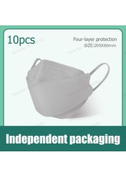 10pcs/bag Kn95 Mask Korea Adult Face Mask 4 Layers Repeat Breathing Protective Fashion Morandi Color Mouth FFP2 Mascarillas