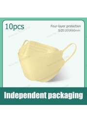 10pcs/bag Kn95 Mask Korea Adult Face Mask 4 Layers Repeat Breathing Protective Fashion Morandi Color Mouth FFP2 Mascarillas