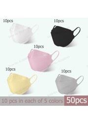 10pcs/bag Kn95 Mask Korea Adult Face Mask 4 Layers Repeat Breathing Protective Fashion Morandi Color Mouth FFP2 Mascarillas