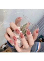 24pcs/box wholesale fake nails press on for women bride white flower designs false nail tips full cover acrylic false nails