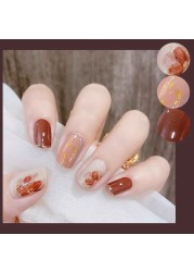 24pcs/box wholesale fake nails press on for women bride white flower designs false nail tips full cover acrylic false nails