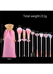 Anime Cosplay Brush Cosmetic Makeup Brushes Tool Set 8pcs Kit Eye Liner Shader Foundation Powder Natural Synthetic Hair Pink