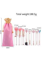 Anime Cosplay Brush Cosmetic Makeup Brushes Tool Set 8pcs Kit Eye Liner Shader Foundation Powder Natural Synthetic Hair Pink